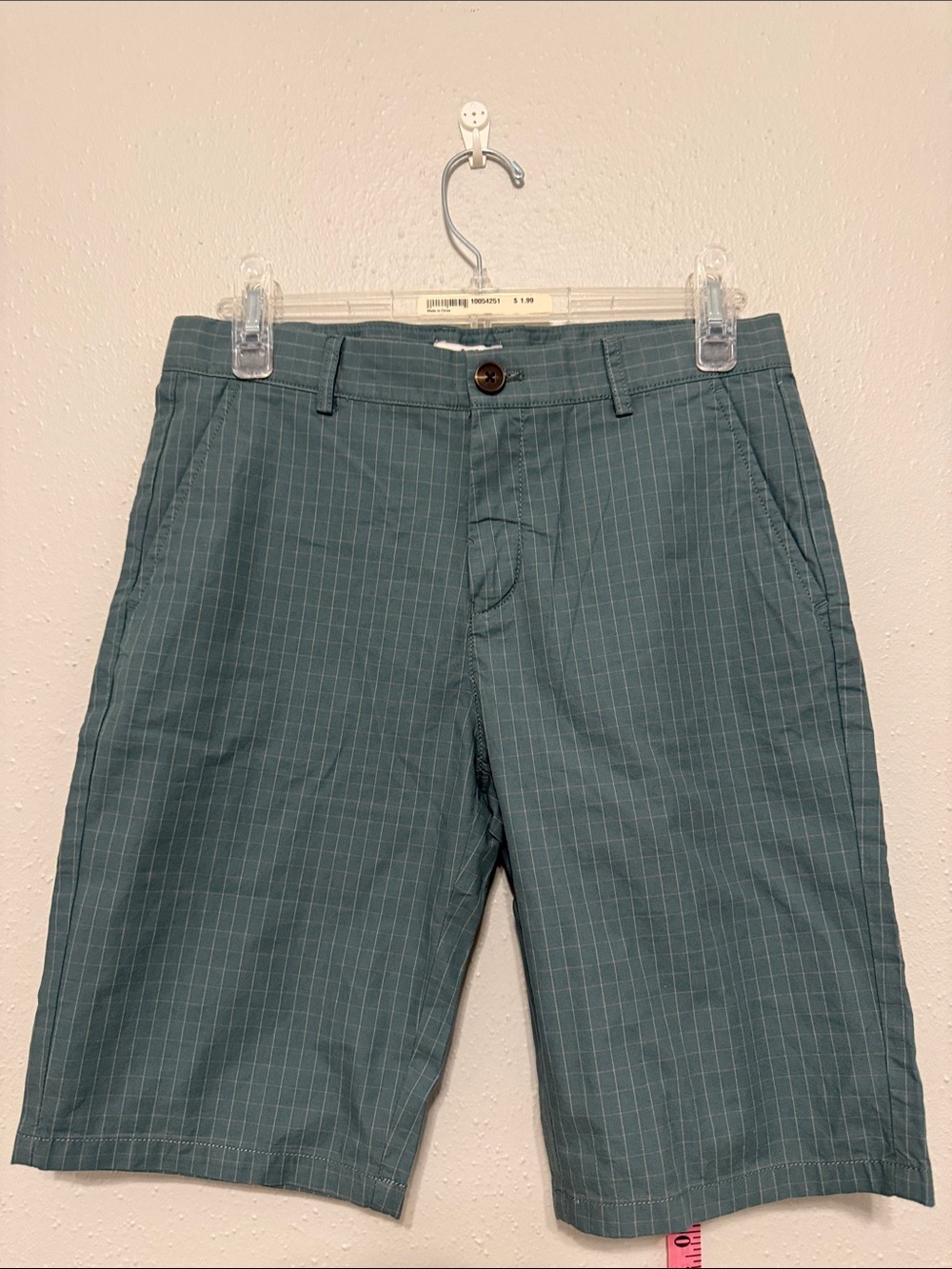 Cyrillus Teal Pinstripe Flat-Front Shorts